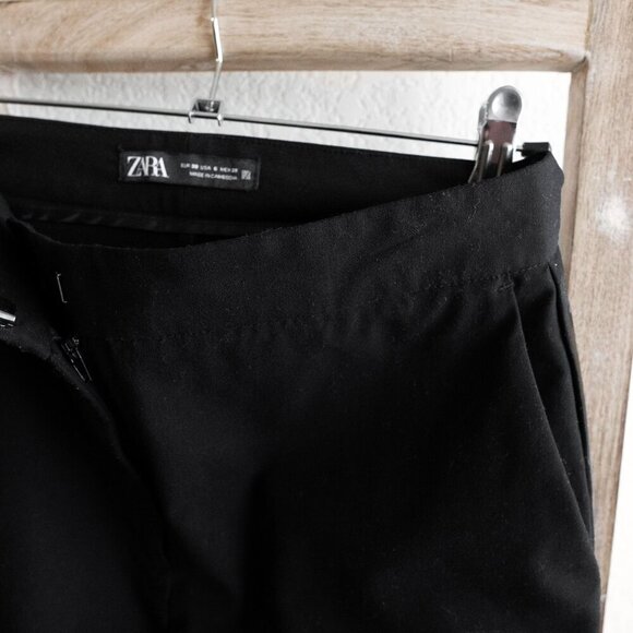 Zara Pants Womens Sz 6 Black Dress Slacks Cropped Slim Leg Sleek Minimalist - Picture 3 of 5